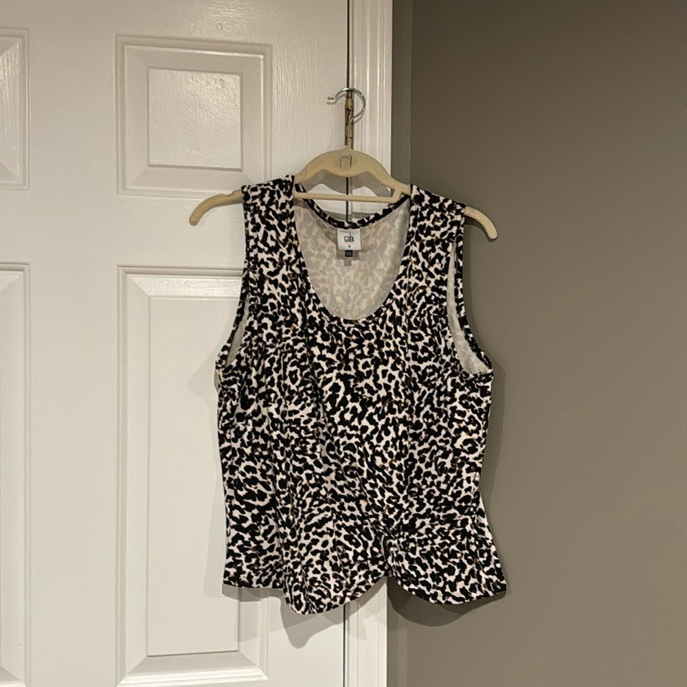 Cabi Knotti Tank - Leopard Sleeveless Top